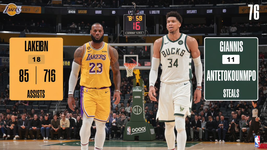 L.A. Lakers against Milwaukee Bucks: The Game's Player Statistics