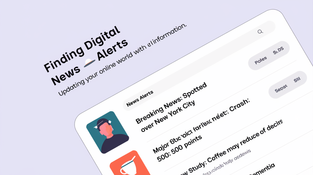 Finding digital news alerts: Updating your online world with the latest information.