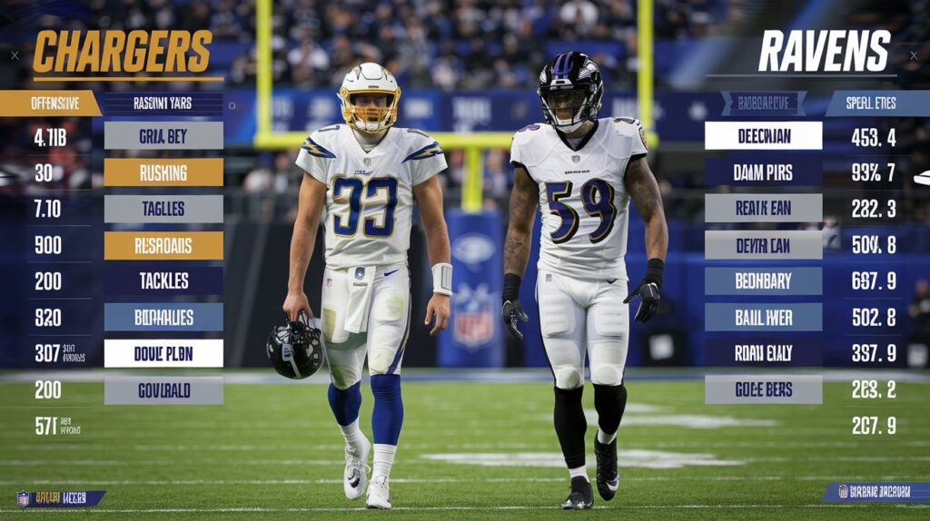 Chargers vs Baltimore Ravens Game Player Statistics