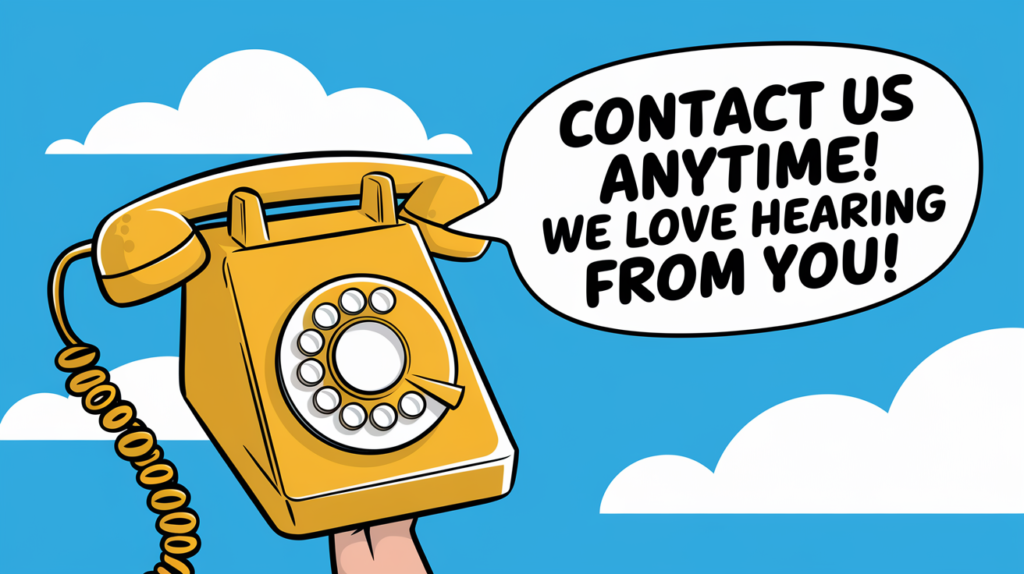 Contact us anytime! We love hearing from you!