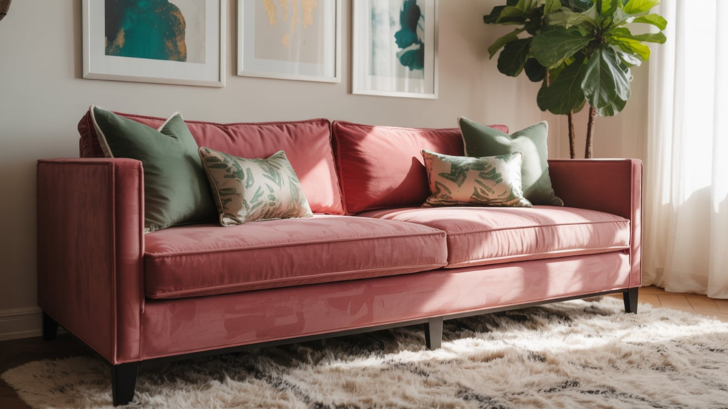 pink green living room paint makeover